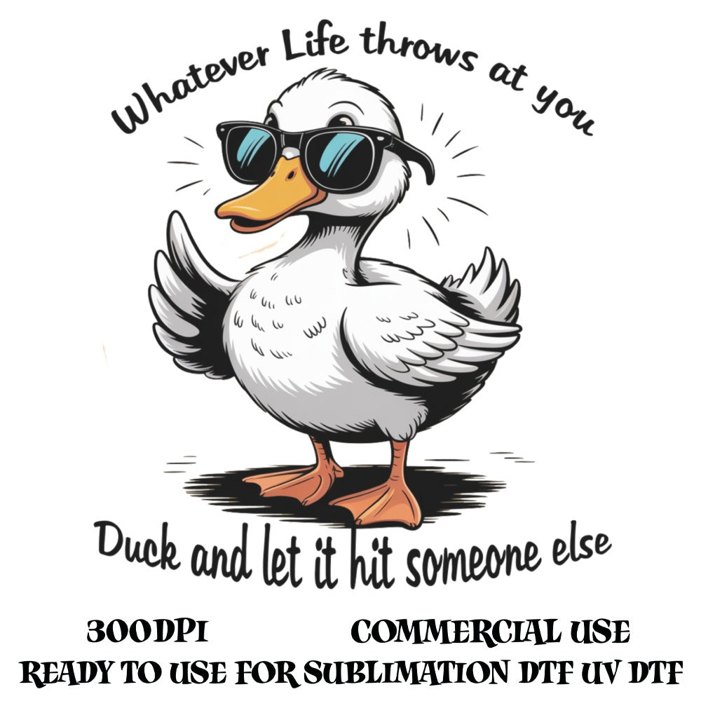 Funny Duck Graphic T-Shirt Design, Commercial Use, Sublimation Ready, UV DTF, 300DPI, Quirky Animal Digital Art