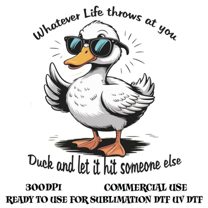 Funny Duck Graphic T-Shirt Design, Commercial Use, Sublimation Ready, UV DTF, 300DPI, Quirky Animal Digital Art