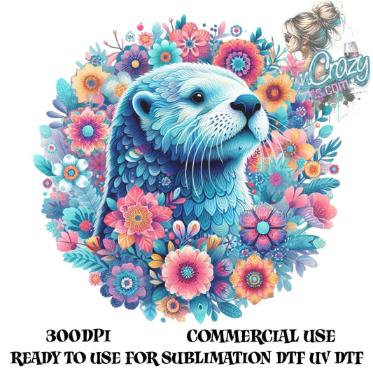 Colorful Bear Floral Art Print, Vibrant Sublimation Design, Commercial Use, Digital Download 300dpi, Perfect for DIY Crafts and UV Printing