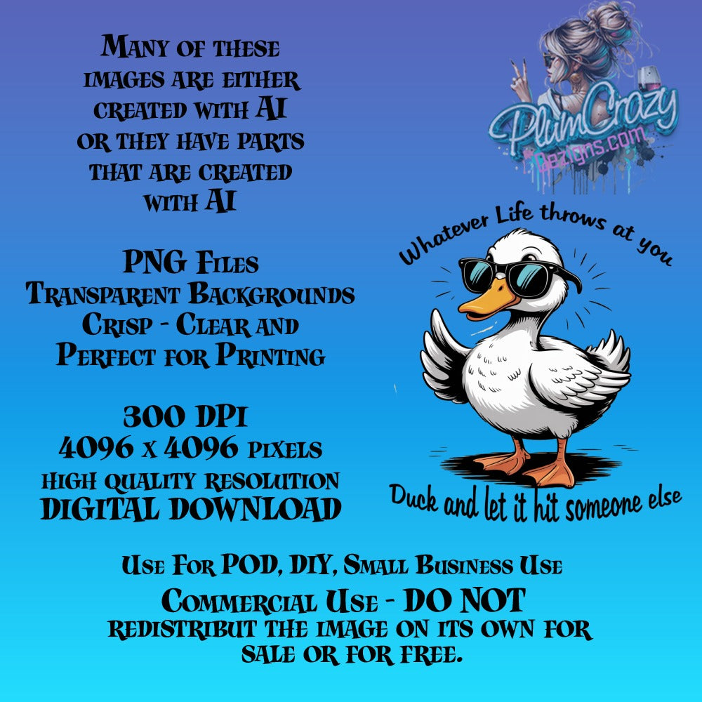 Cute Duck Graphic PNG, High Resolution Digital Download, Clear Background, Perfect for DIY Projects and Commercial Use