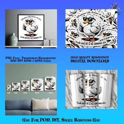 Fun Cartoon Duck Printable Art, High-Quality Digital Download for DIY, Small Business, Home Decor