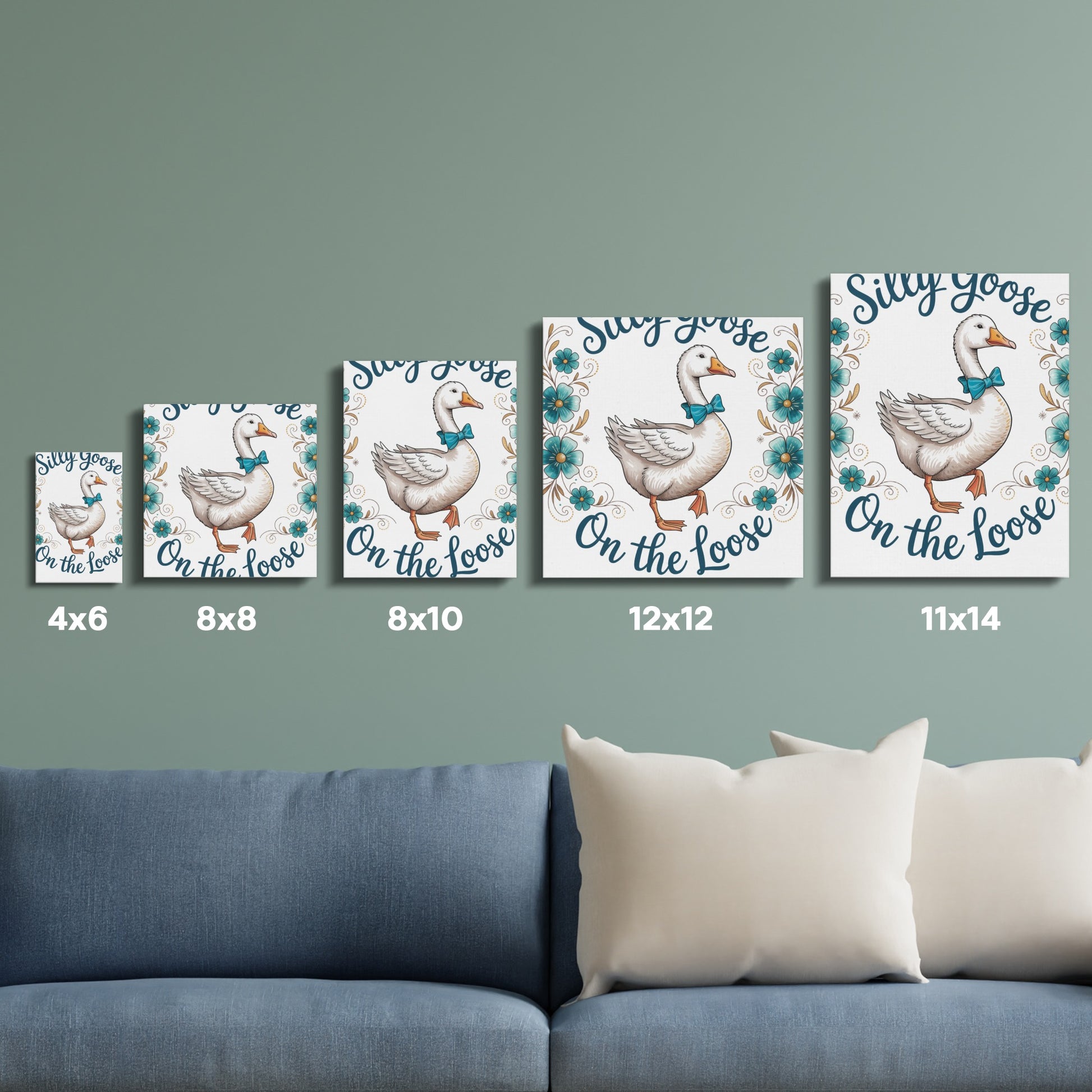 Silly Goose Wall Art Prints, Charming Kids Room Decor, Various Sizes Available, Nursery Artwork Set