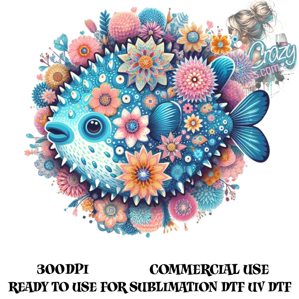 Colorful Abstract Fish Art Print, High Resolution 300DPI, UV DTF Sublimation, Commercial Use, Unique Ocean Decor