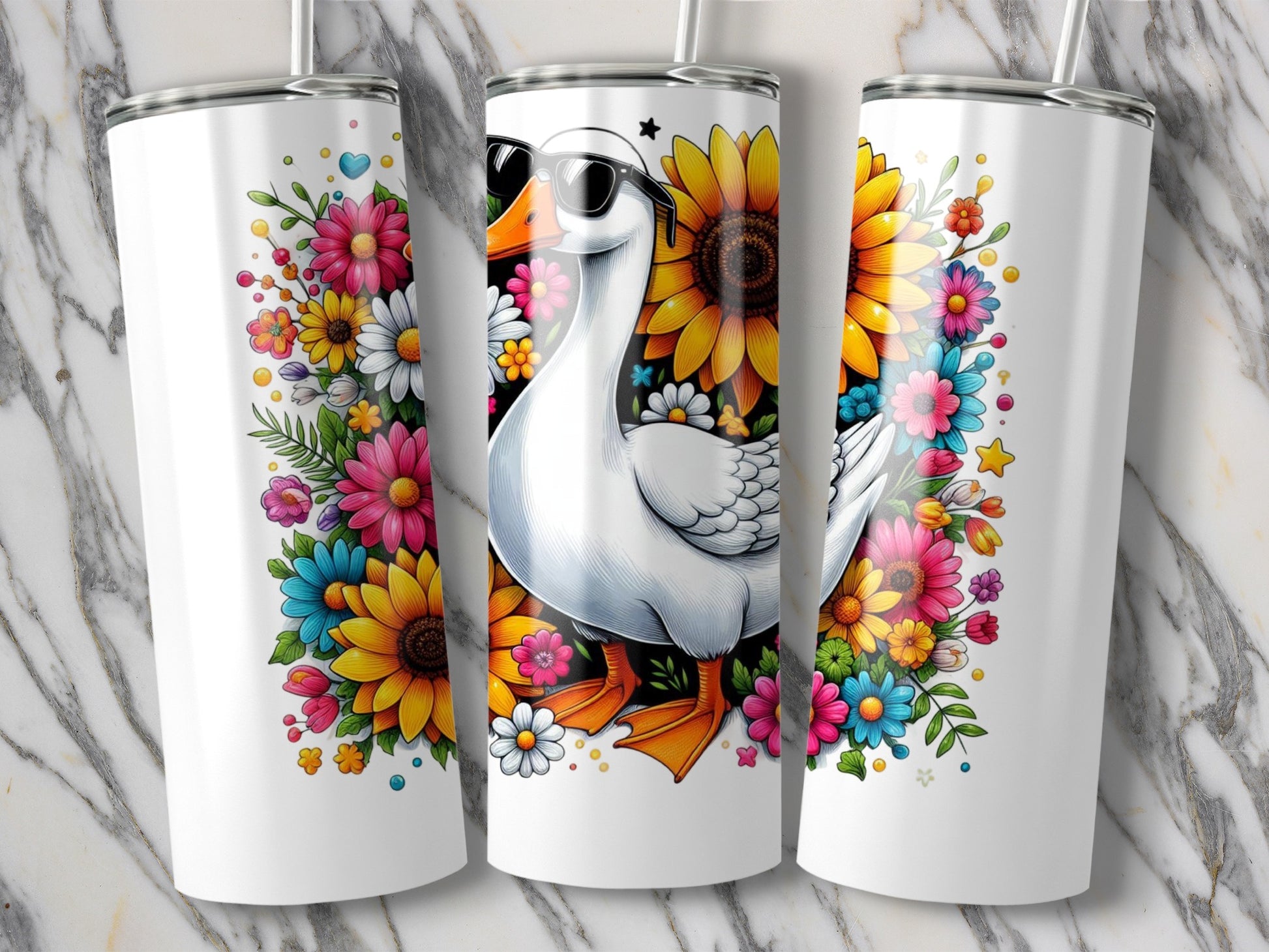 Colorful Floral and Bird Tumbler, Stainless Steel Insulated Cup, Unique Gift Idea for Nature Lovers