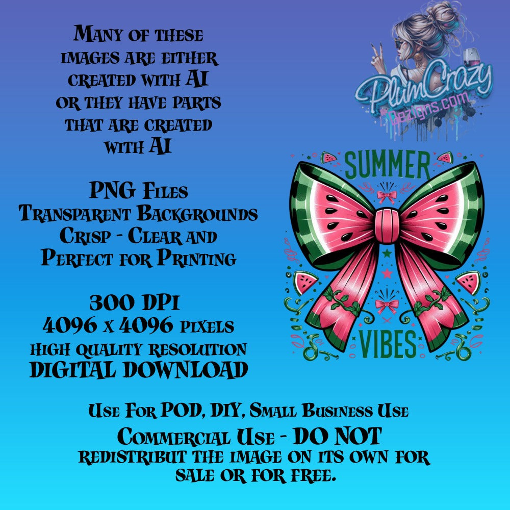 Summer Vibes Butterfly Bow Clipart, High Quality Digital Download, Commercial Use, Perfect for DIY Projects and Crafts, 4096x4096 Pixels