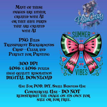 Summer Vibes Butterfly Bow Clipart, High Quality Digital Download, Commercial Use, Perfect for DIY Projects and Crafts, 4096x4096 Pixels