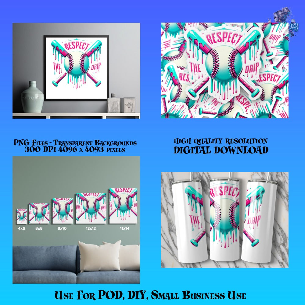 Colorful Respect The Drip Graphic PNG Files, High Quality Digital Download for POD, DIY Projects, Small Business Use