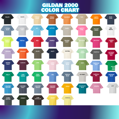 Vibrant Gildan 2000 Color Chart Selection Shirt product