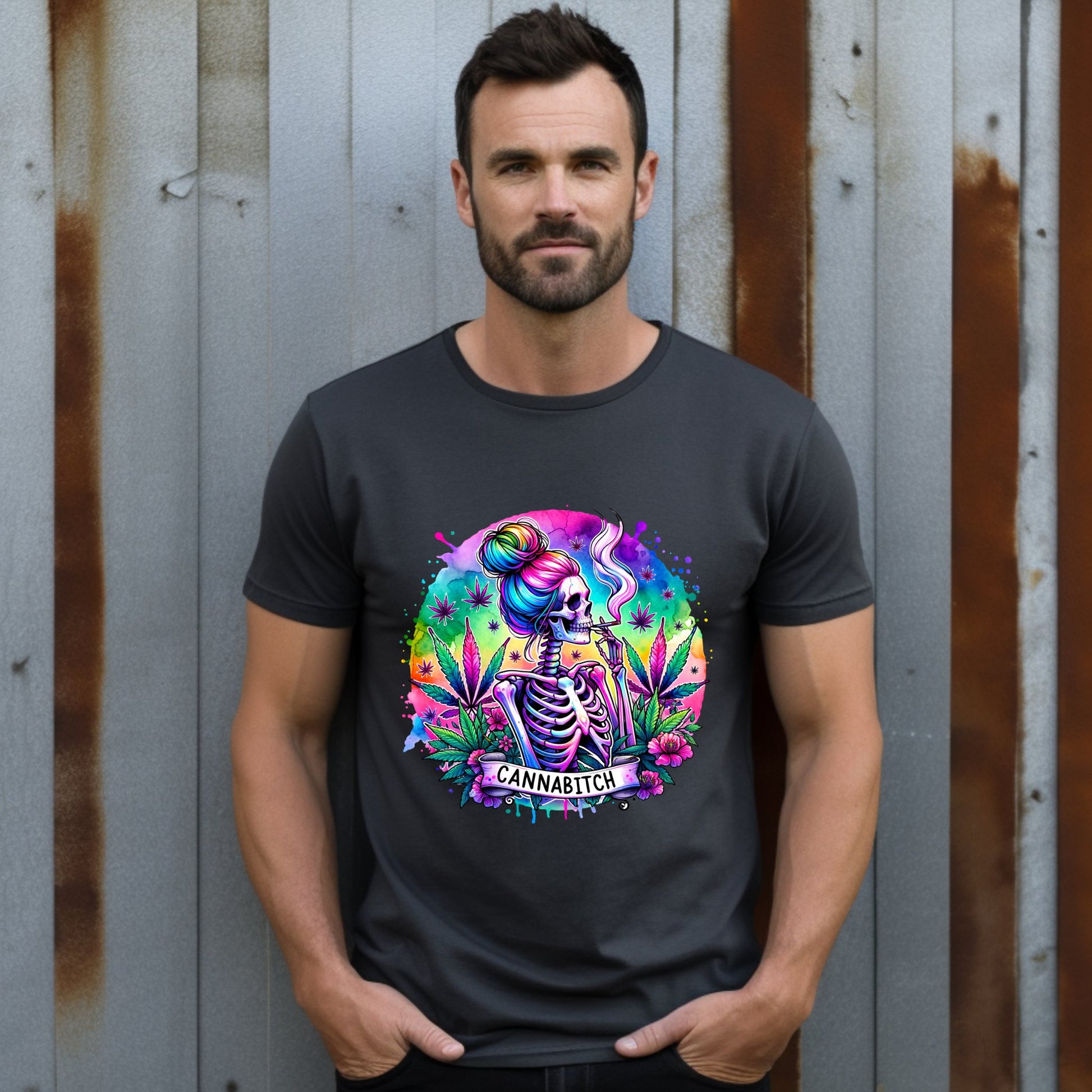 Vivid Skeleton Artwork Cannabitch Design T-shirt product type