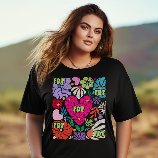 Vibrant FDT Floral Heart Design Graphic Tee product