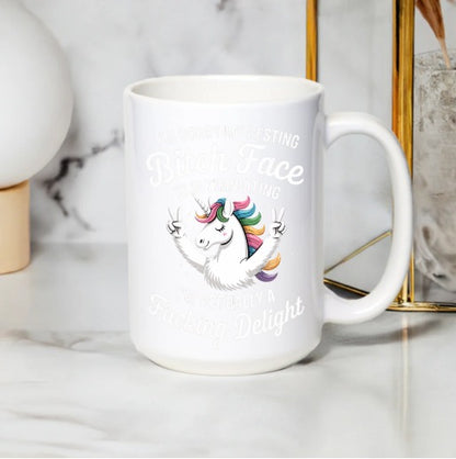 Funny Unicorn Mug Resting Bitch Face Quote Novelty Coffee Cup Gift Idea White Ceramic
