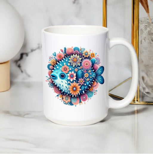 Colorful Floral and Butterfly Design Coffee Mug, Unique Ceramic Mug for Home and Office Use