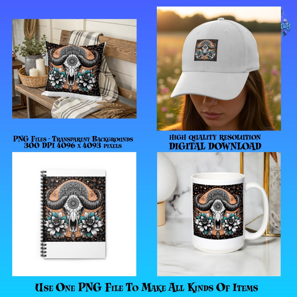Bohemian Elephant Design PNG File, High Resolution Digital Download for DIY Projects, Stationery, Apparel, and Home Decor
