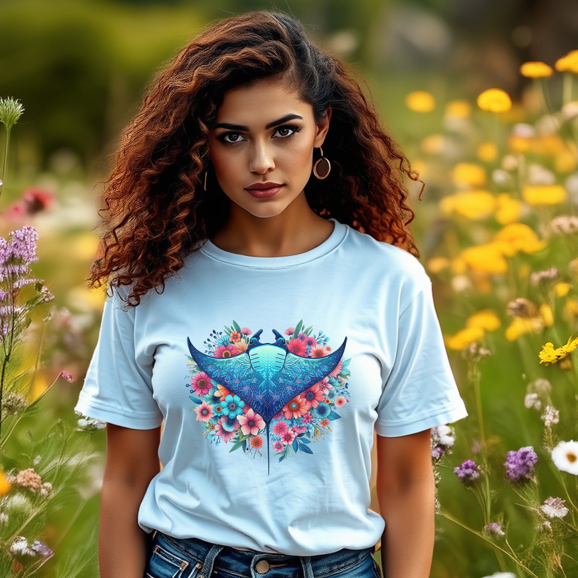 Women's Floral Bird Print T-Shirt, Stylish Summer Casual Top, Cotton Tee, Trendy Graphic Shirt for Her
