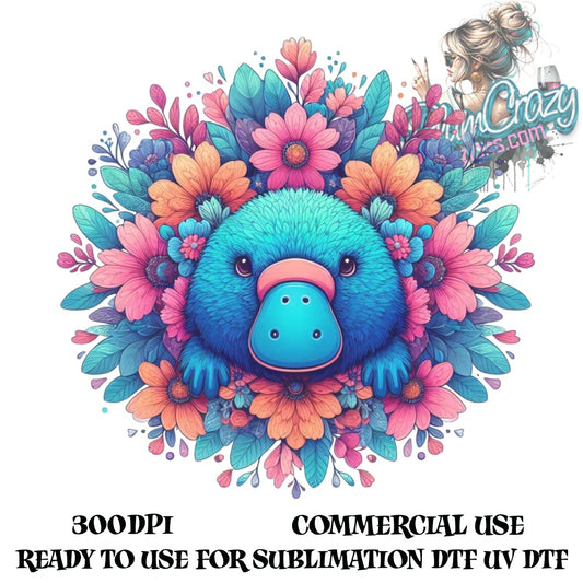 Blue Koala Floral Design, Sublimation Download, Commercial Use, DIY UV DTG, 300DPI High Resolution, Digital File