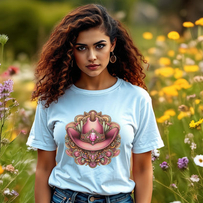 Boho Chic Heart Mandala T-Shirt, Women's Stylish Summer Casual Top, Floral Art Design Tee