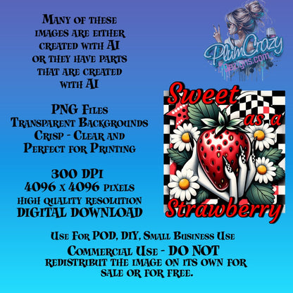 Digital Strawberry PNG Clipart, High Quality, Perfect for Crafts, DIY Projects, Commercial Use, Instant Download