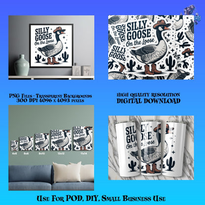 Silly Goose on the Loose Canvas Print, Modern Farmhouse Wall Art, High-Quality Home Decor