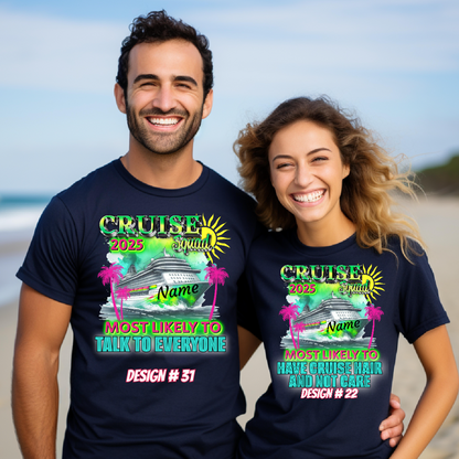 Custom Cruise Shirts 2025, Most Likely to Matching Group, Funny Cruise Squad Vacation Shirt, Personalized Cruise Squad 2025